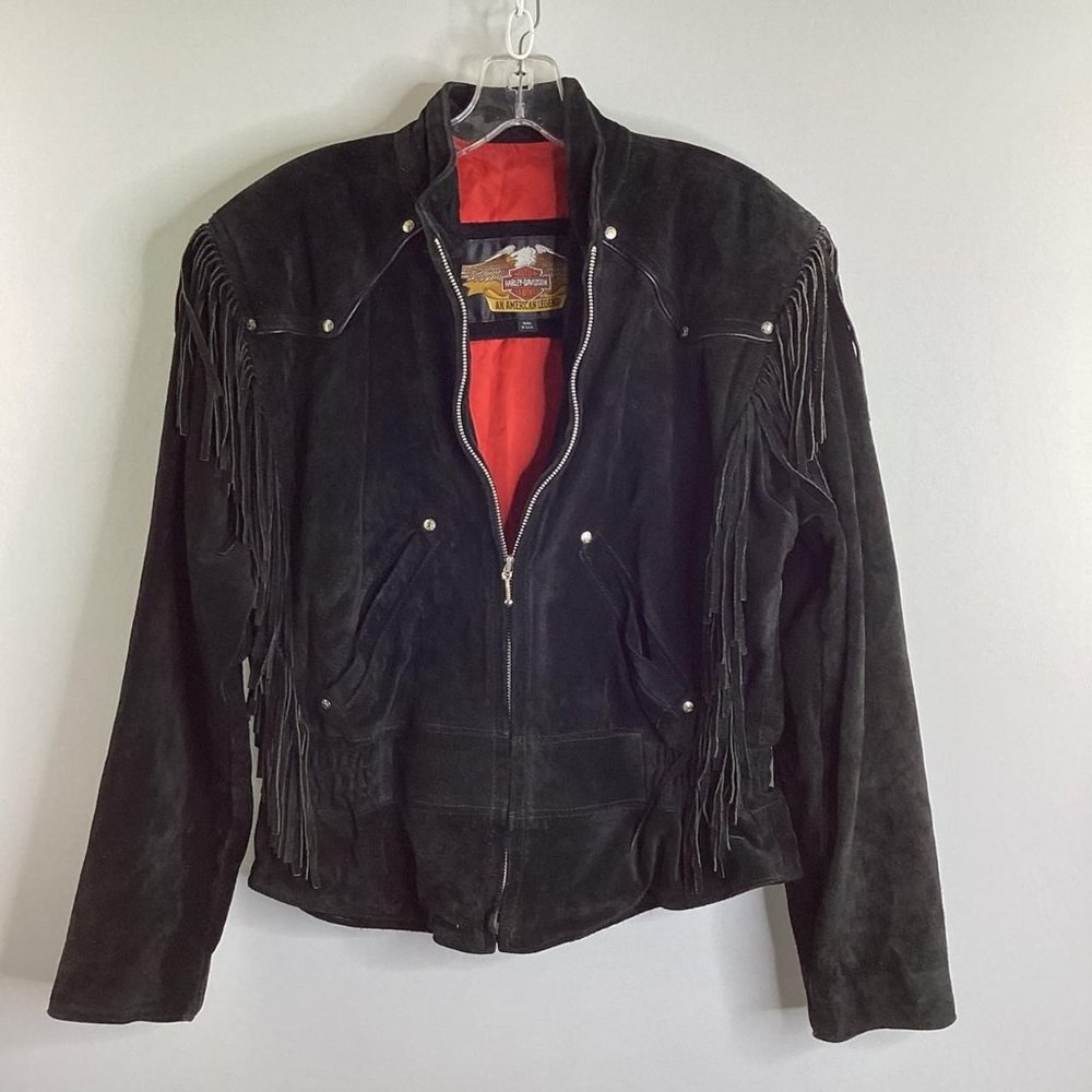 Harley Davidson Suede Fringe Biker Jacket SZ:M